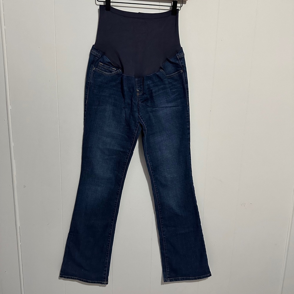 Old Navy Maternity Boot-Cut Jeans Full Panel Dark Wash Blue Denim Size 6 Long